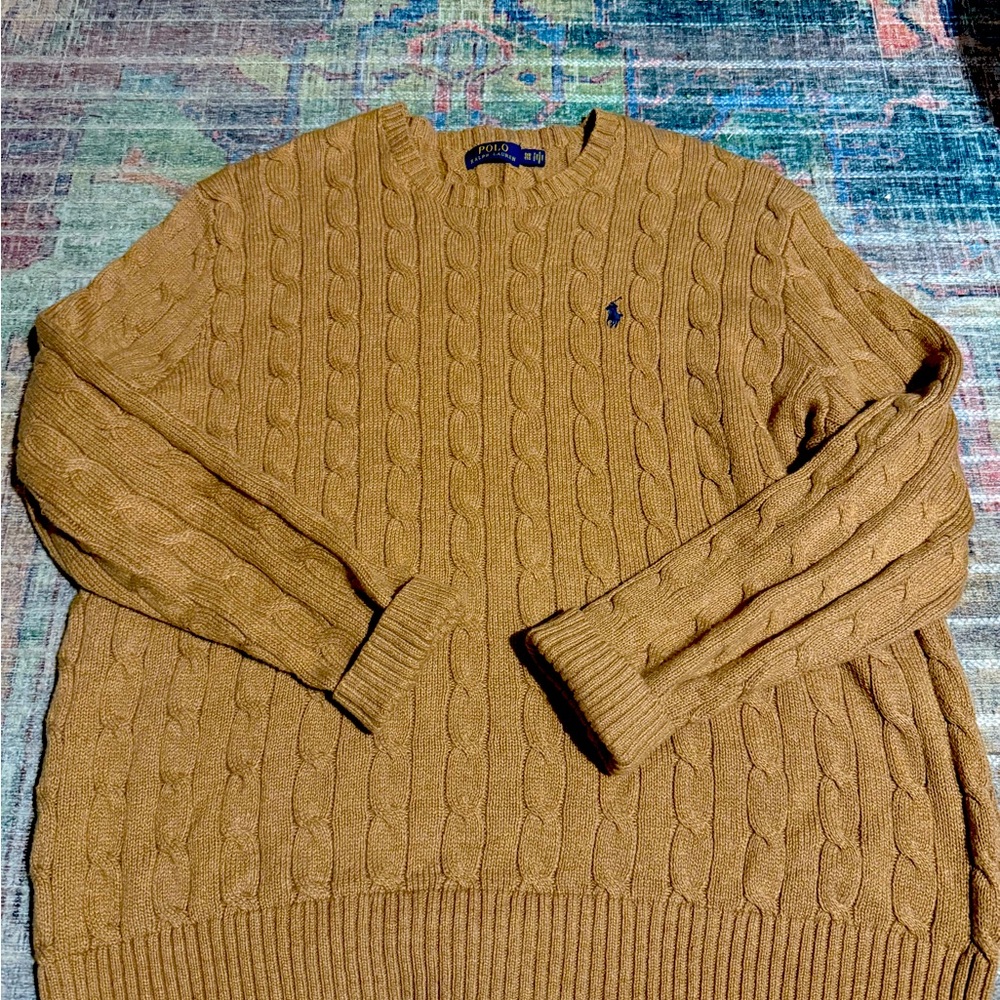 Classic polo Ralph Lauren cable knit sweater in camel